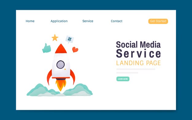 Social media service landing page layout vector