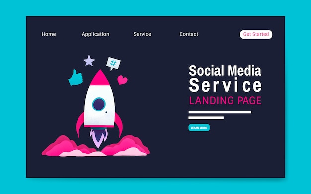 Social media service landing page layout vector