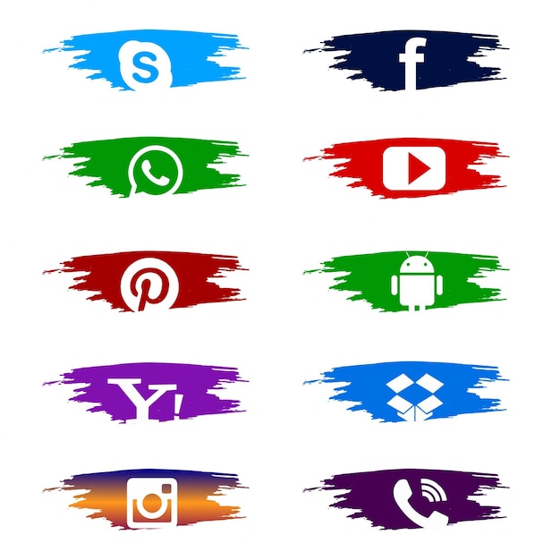 Free Vector social media set of colorful icons