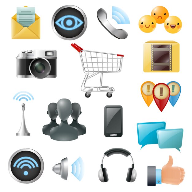 Social Media Symbols Accessories Icons Collection 