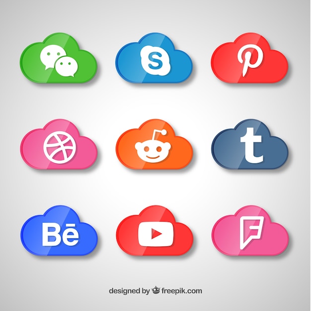 Social network icons in cloud shape