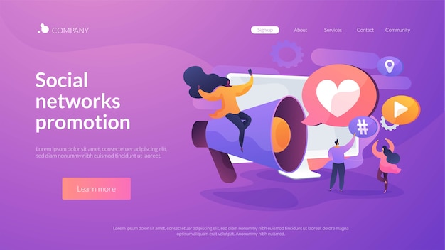 Social networks promotion landing page template