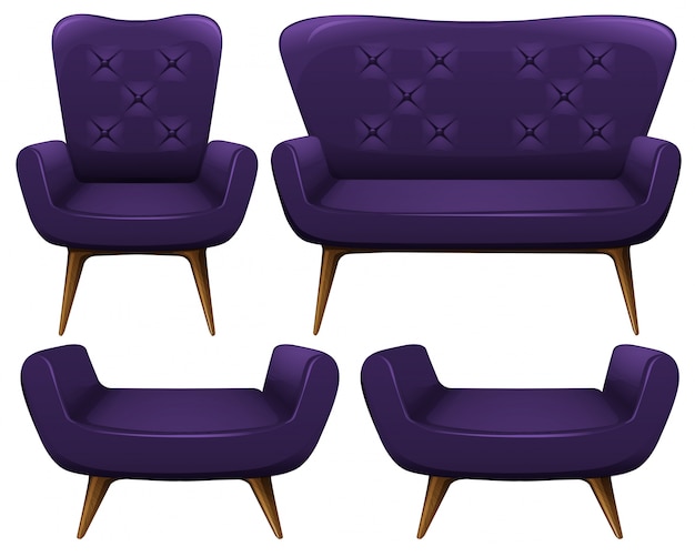 Free vector sofa and chairs in purple illustration