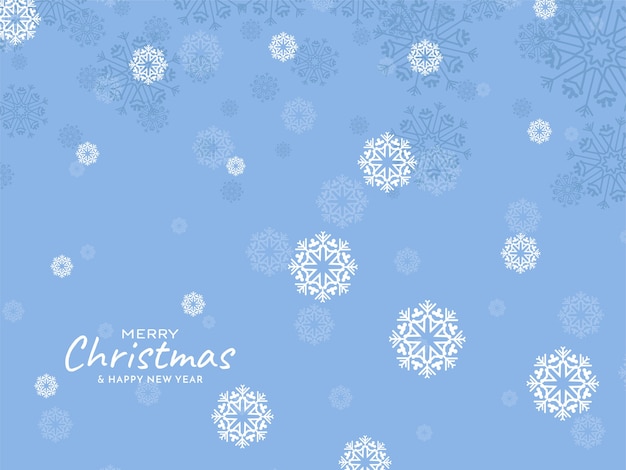 Soft blue Merry Christmas decorative snowflakes background 