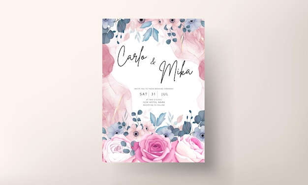 Soft floral wedding invitation card template design