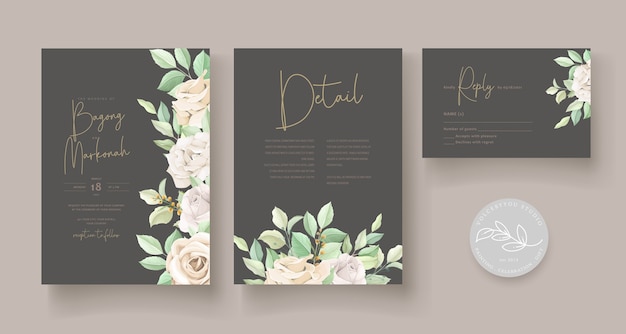 soft green floral wedding card set