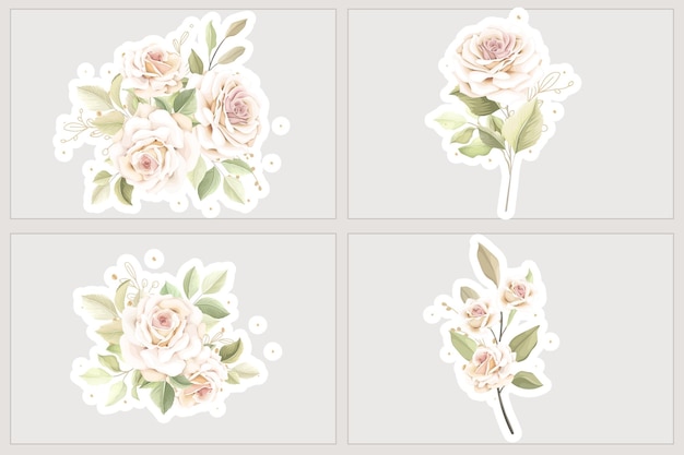 Free vector soft roses stickers collection illustration