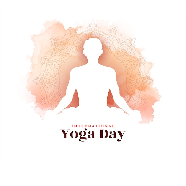 Soft watercolor International Yoga day background design