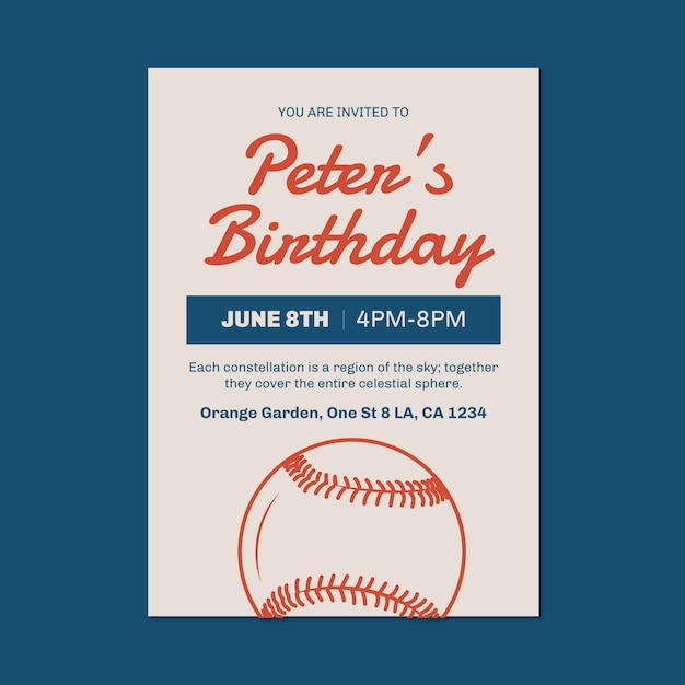 Softball birthday invitation template