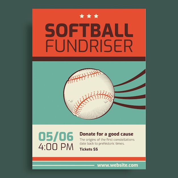 Softball fundraiser flyer template design