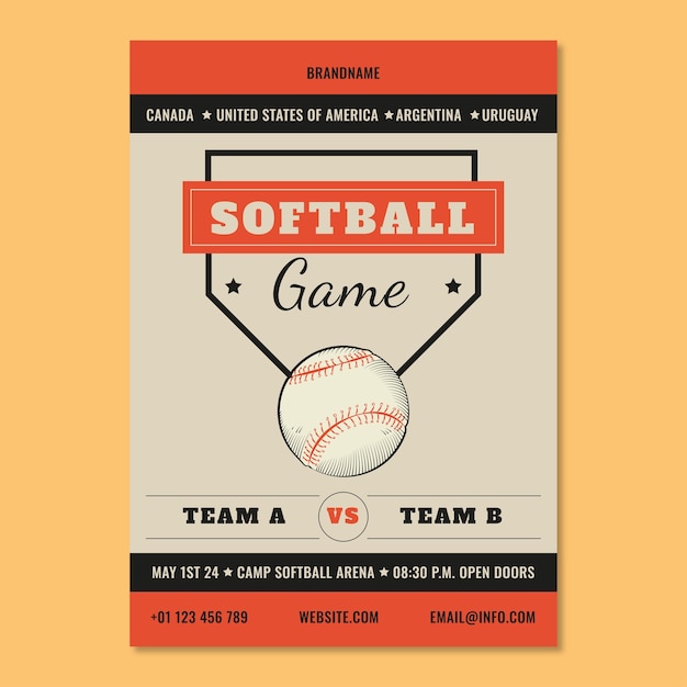 Softball tryout flyer template design