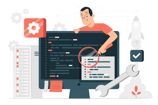 Free Vector software code testing concept illustration