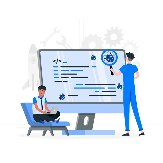 Software code testing concept illustration