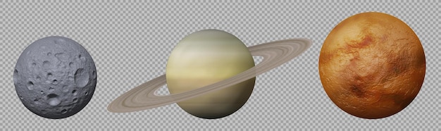 Free vector solar system planets 3d saturn venus and moon