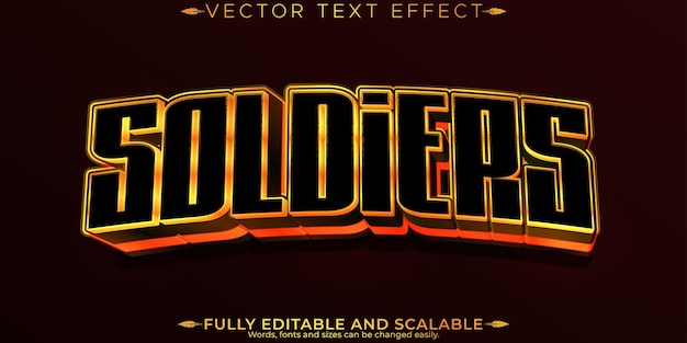 Free Vector soldier editable text effect editable army and war text style