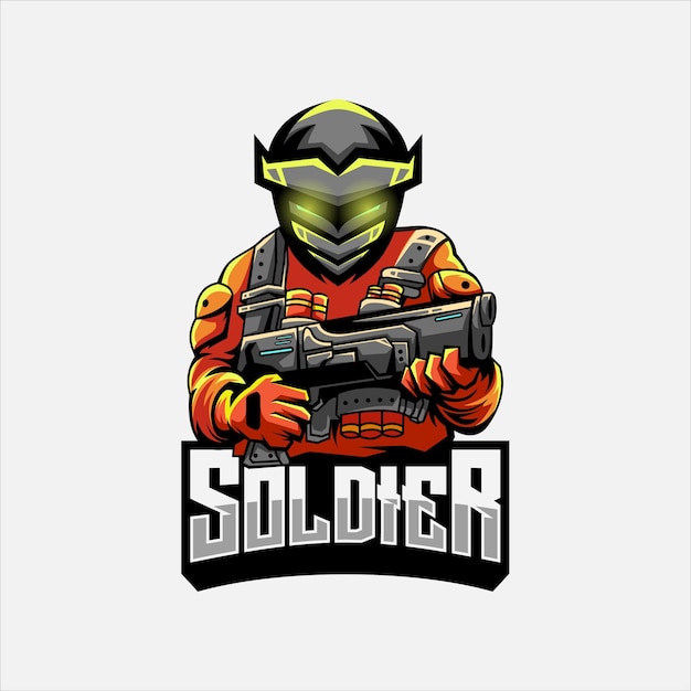 Free Vector soldier robot mask mascot esport logo illustration design