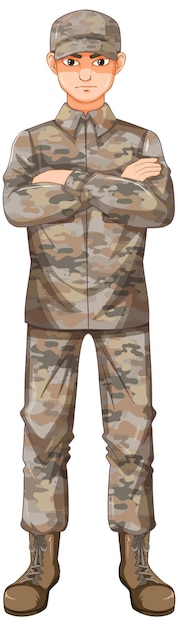 Soldier in uniform cartoon character