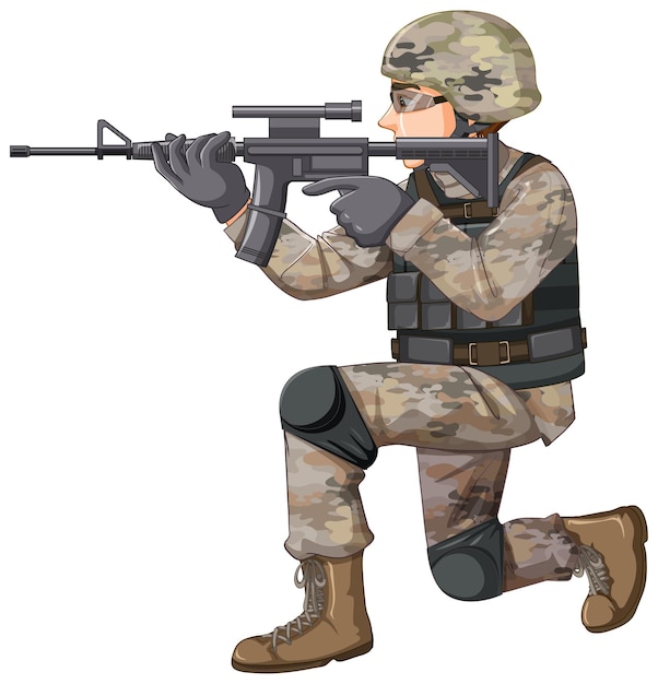 Soldier in uniform cartoon character