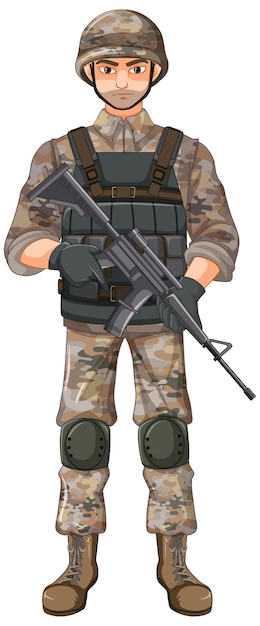 Soldier in uniform cartoon character