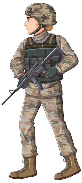 Free vector soldier in uniform cartoon character