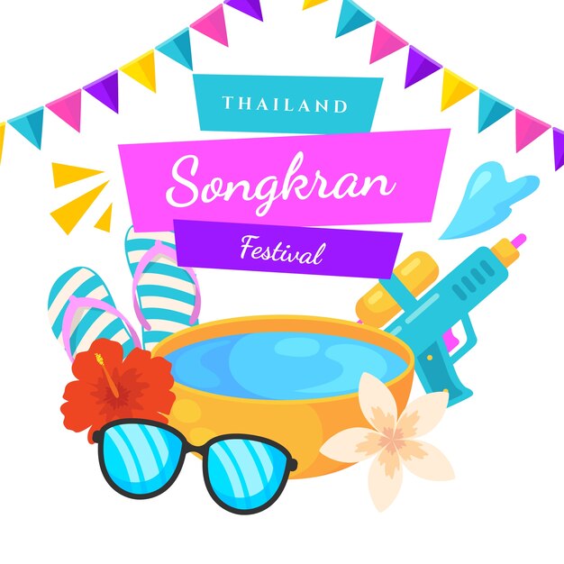 Songkran festival in flat design