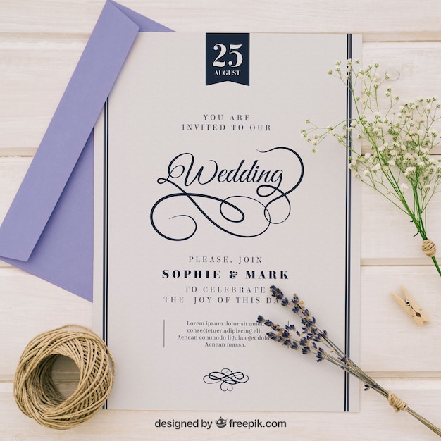 Free Vector sophisticated wedding invitation