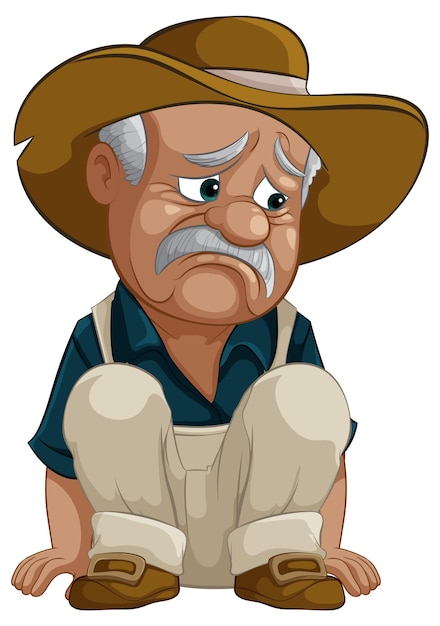 Free Vector sorrowful cowboy in thoughtful pose