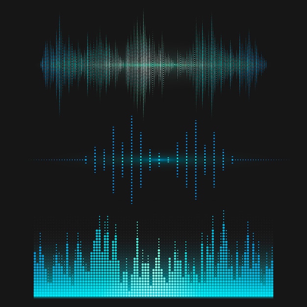 Sound wave equalizer vector design set