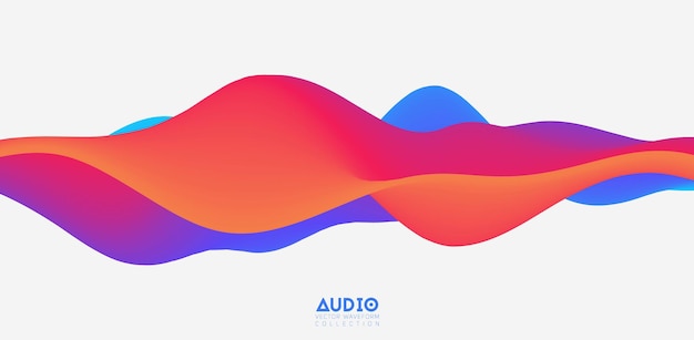 Free Vector sound wave visualization. 3d colorful solid waveform.