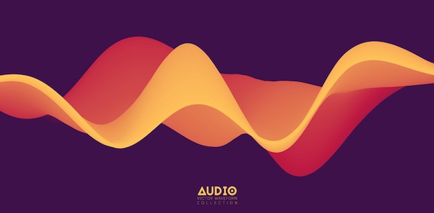 Sound wave visualiztion. 3D orange solid waveform. Voice sample pattern.