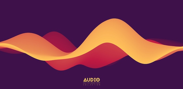 Sound wave visualiztion 3D orange solid waveform Voice sample pattern