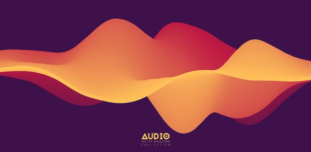 Sound wave visualiztion. 3D orange solid waveform.