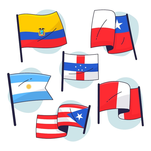 Free vector south america flags element collection