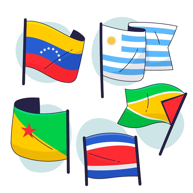 Free Vector south america flags element collection