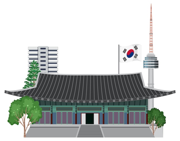 Free Vector south korea famous landmark element