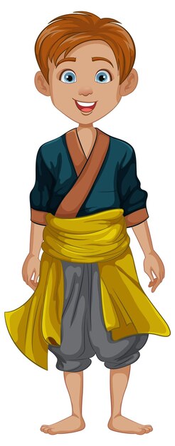 Southeast Asian Men in Traditional Outfits Cartoon Characters