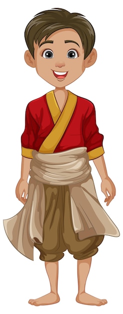 Southeast Asian Men in Traditional Outfits Cartoon Characters