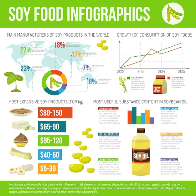 Soy food infographics set