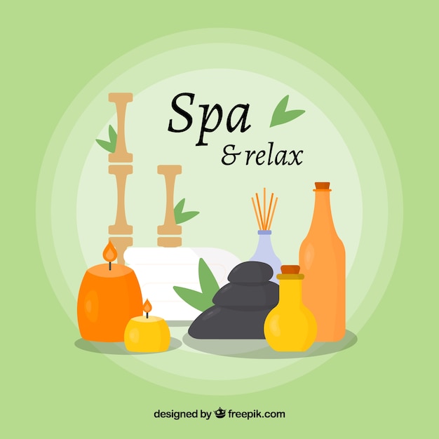 Free Vector spa background with candles and aromatic oils