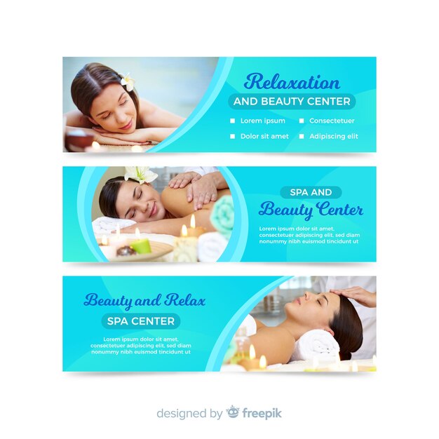 Spa banner collection with photo