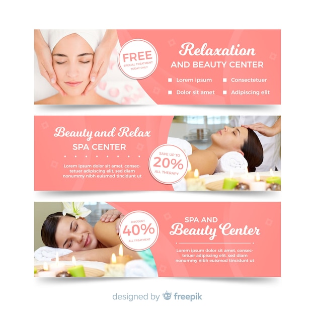 Free Vector spa banner collection with photo