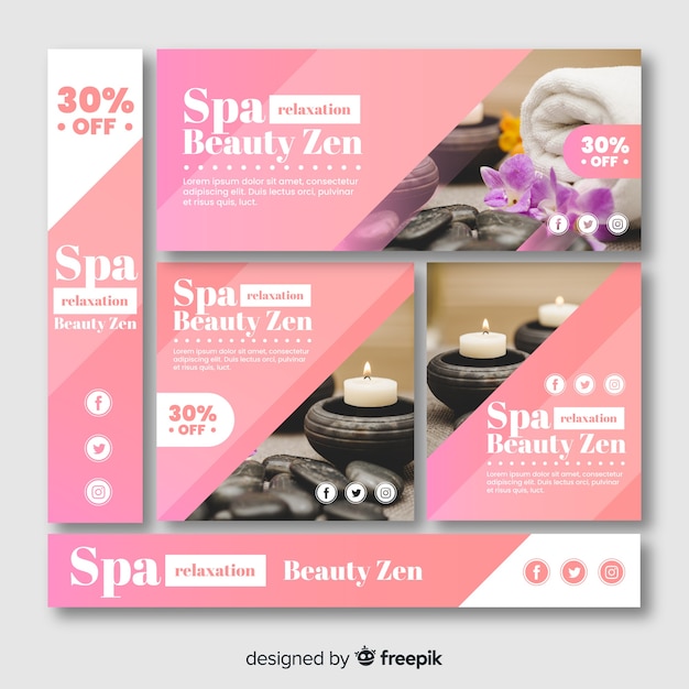 Free Vector spa banner collection with photo