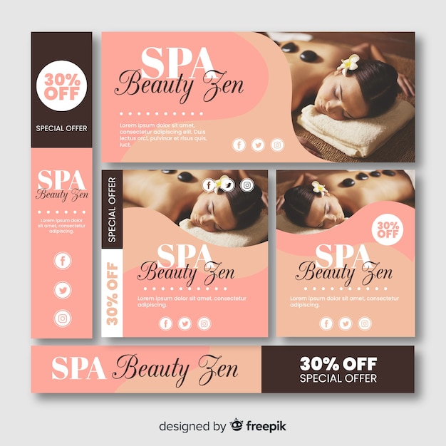 Spa banner collection with photo