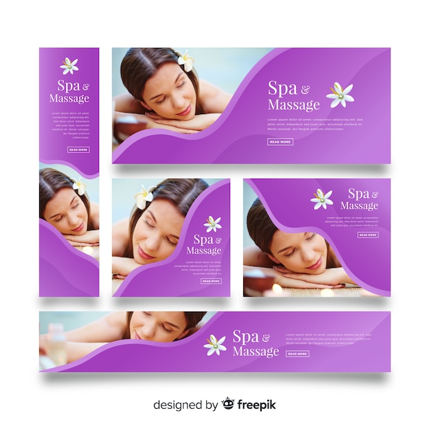 Spa banner collection with photo