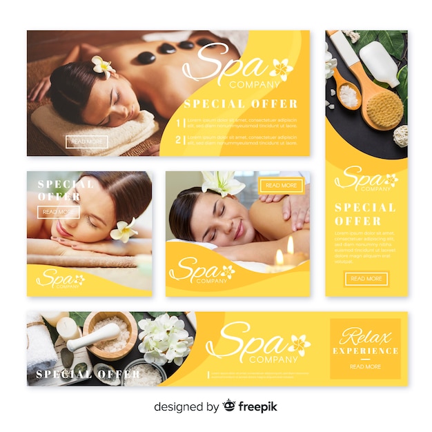 Free Vector spa banner collection with photo