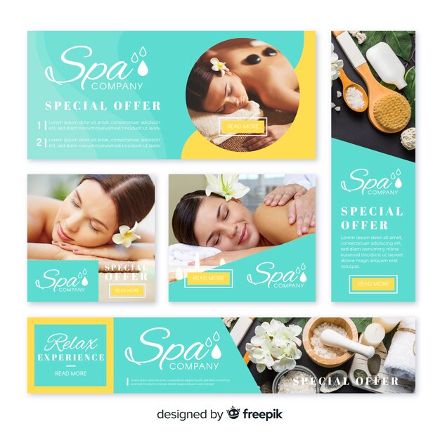 Spa banner collection with photo