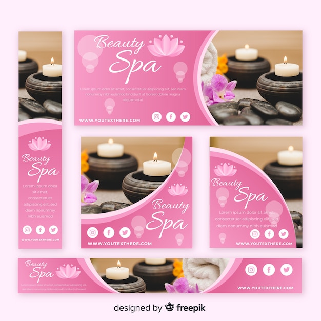 Spa banner collection with photo