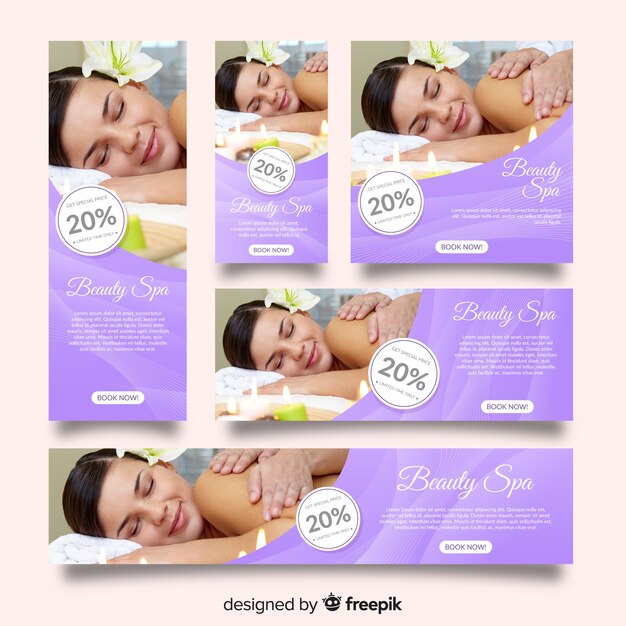 Spa banner collection with photo