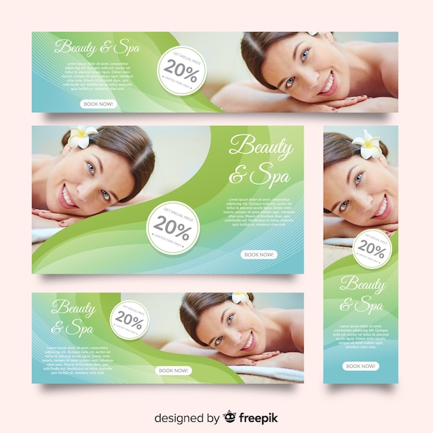 Free Vector spa banner collection with photo