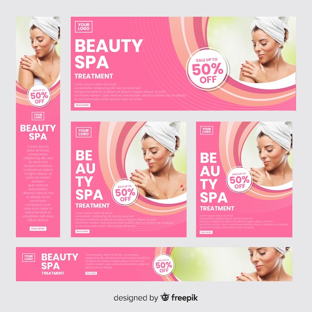 Spa banner collection with photo